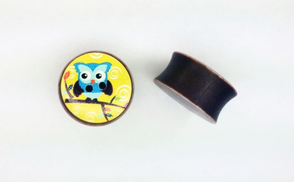 Eulen Knopf Plugs 20mm Paar 2cm Tunnels Plug owl